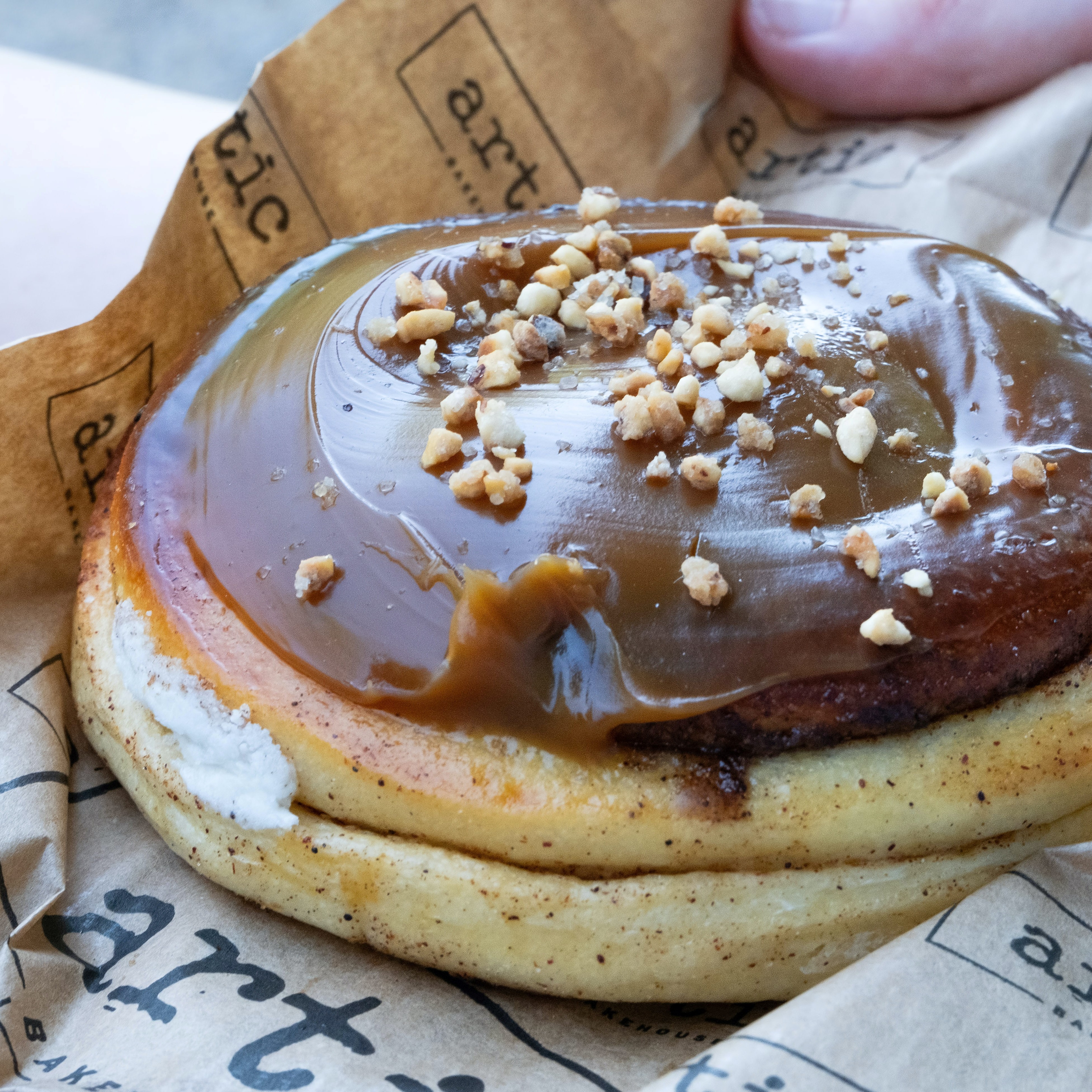 A glazed double-chocolate cinnamon roll