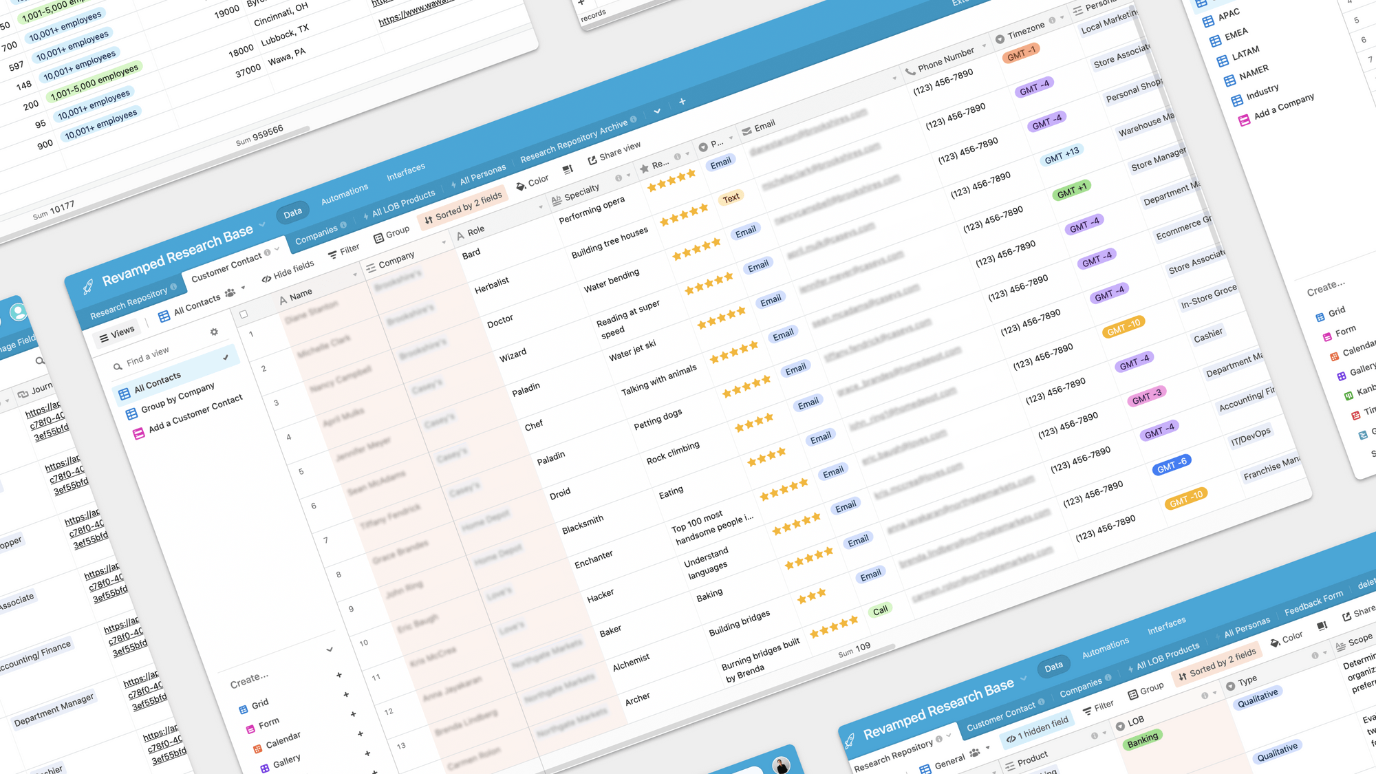 Airtable database with table header and body content