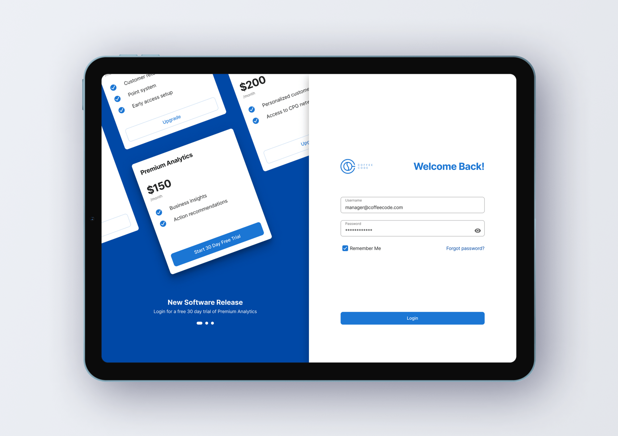 Tablet UI of final design